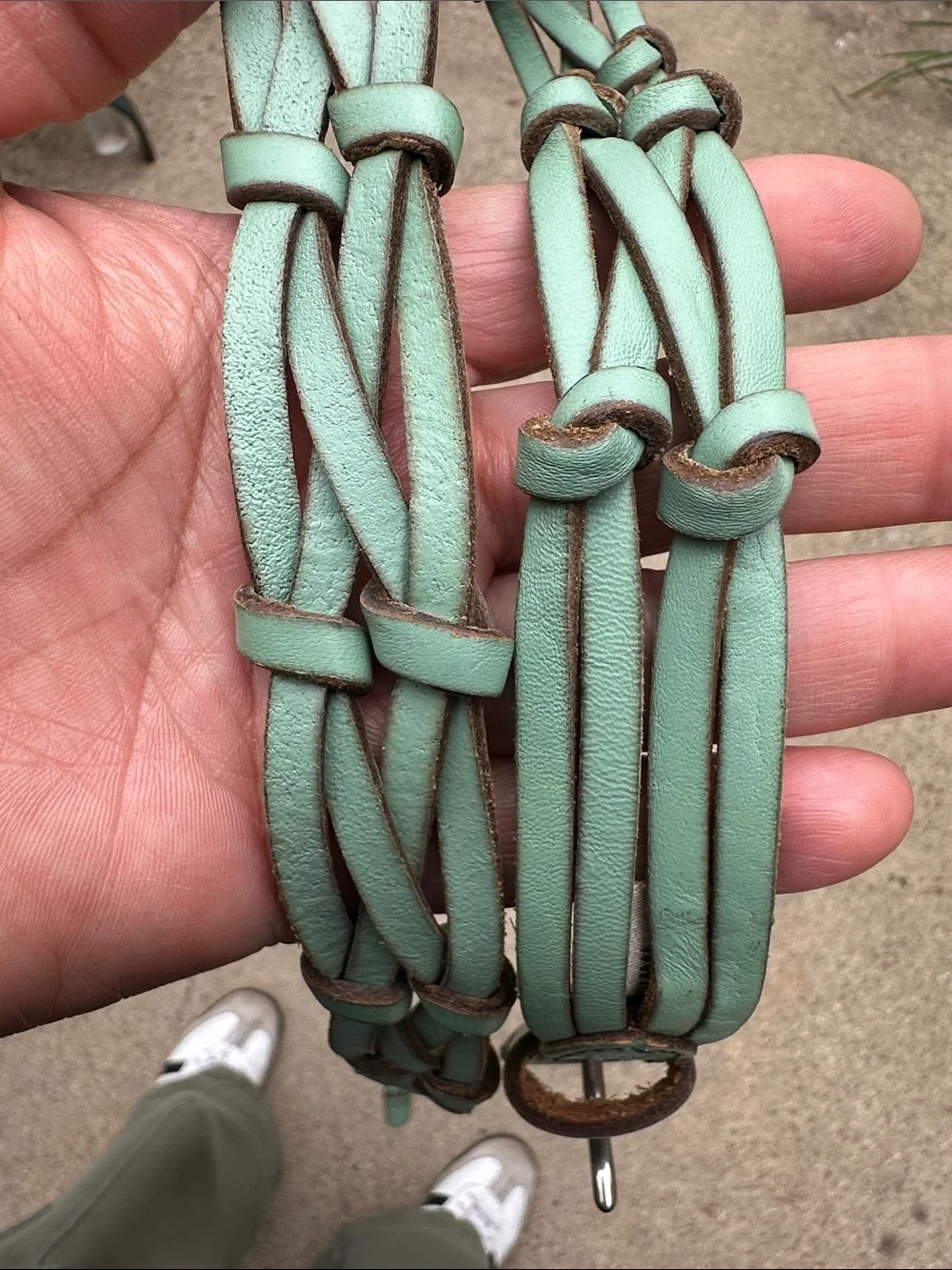 Fossil Braided Leather Belt in Mint Green